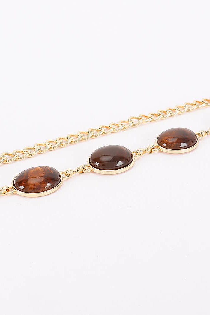 oval chain belt - burnt orange