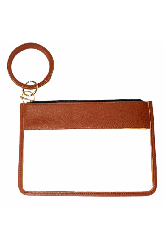 clear key ring bag - brown