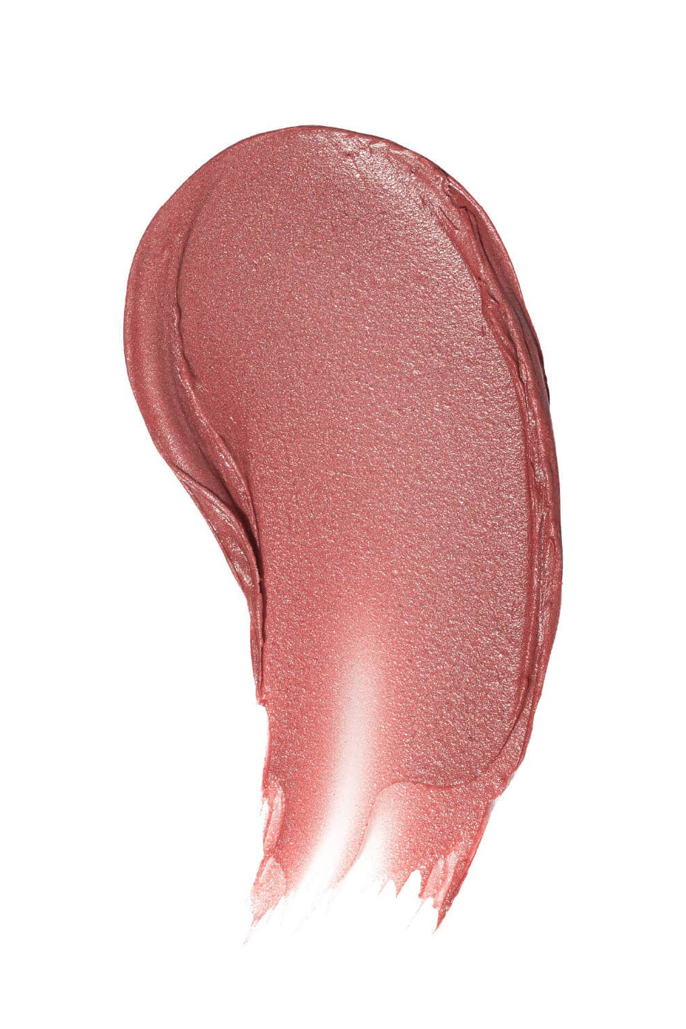Pink lip swatch on a white background