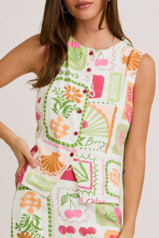 mon chéri top - pink & lime (FINAL SALE)