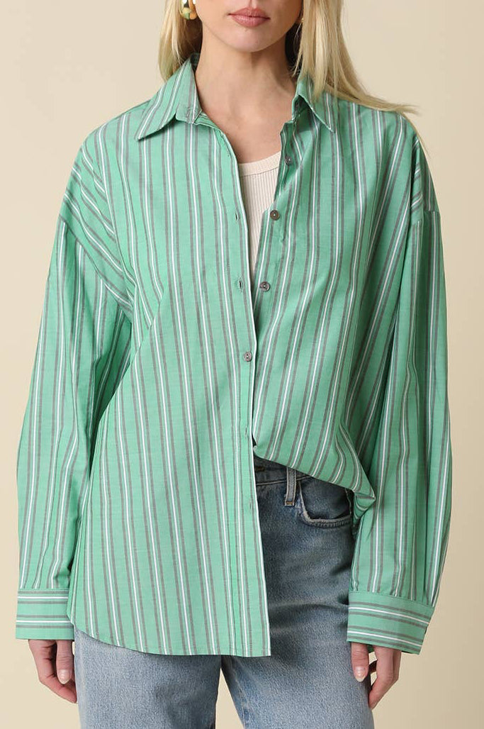 micah shirt - green stripe