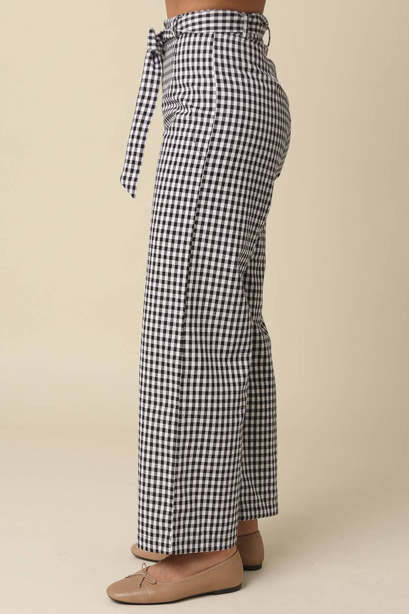 isis gingham pants - black