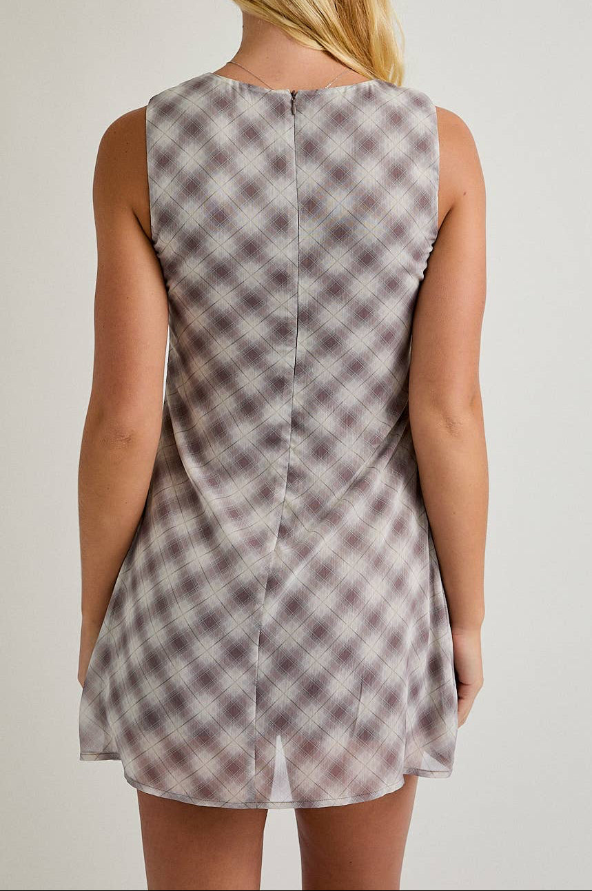 wren dress - light brown plaid