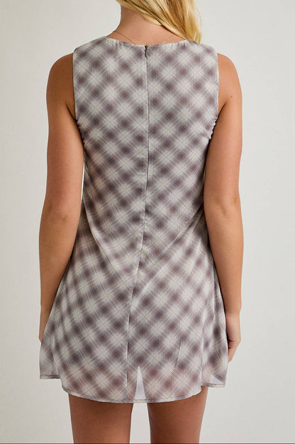 wren dress - light brown plaid