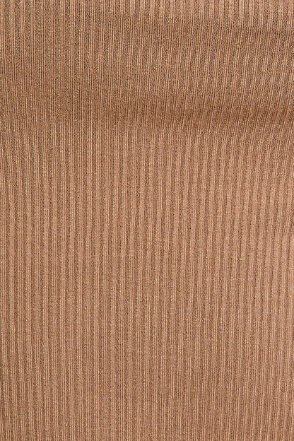 Close-up of brown ribbed fabric texture