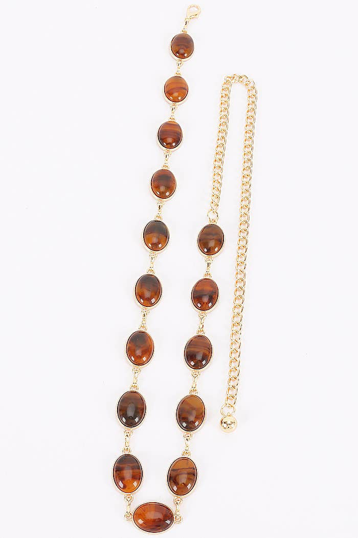 oval chain belt - burnt orange