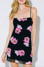 orchid mini dress - black & pink