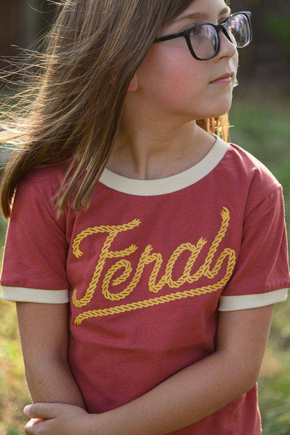 kid's feral vintage ringer - maroon