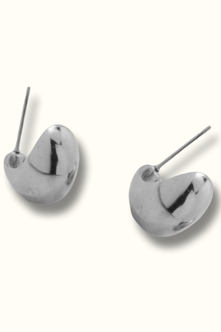 chunky teardrop hoops - silver