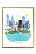 austin skyline illustration - art print