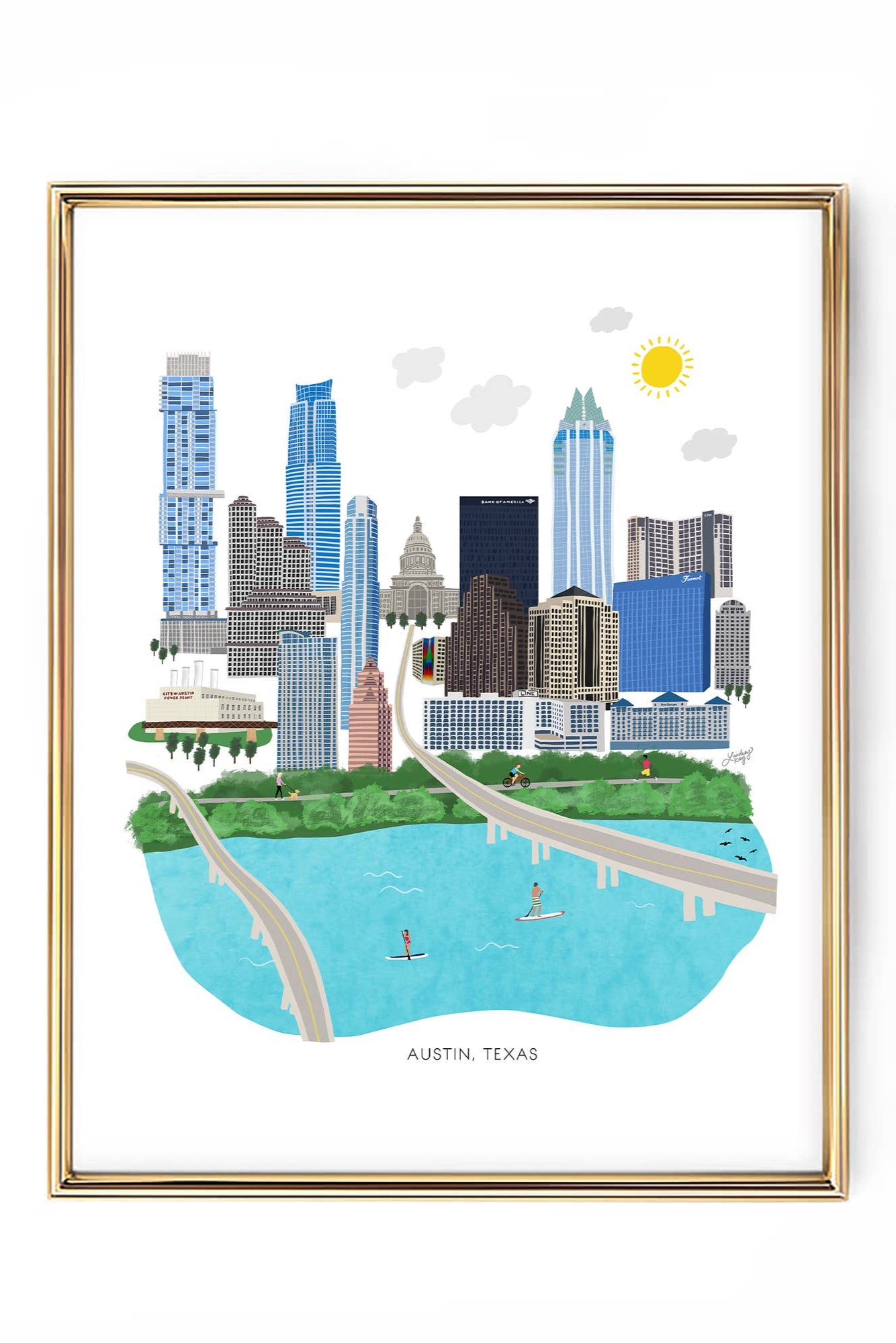austin skyline illustration - art print