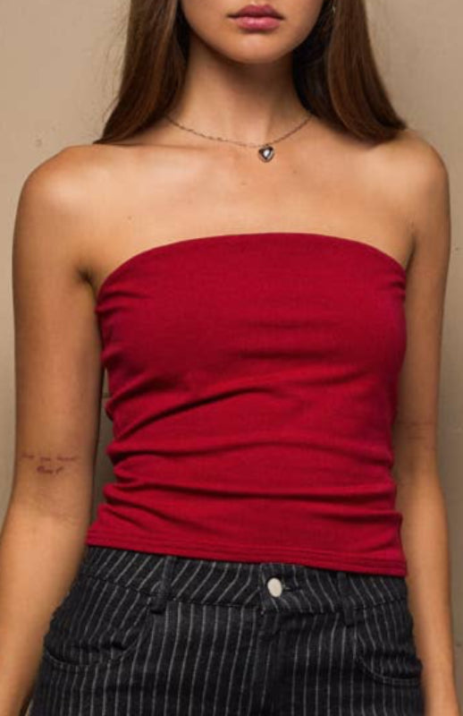 kamryn tube top - dark red (FINAL SALE)