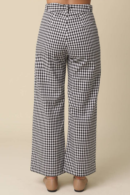 isis gingham pants - black