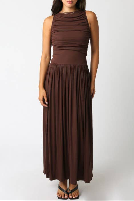 leni maxi dress - dark brown