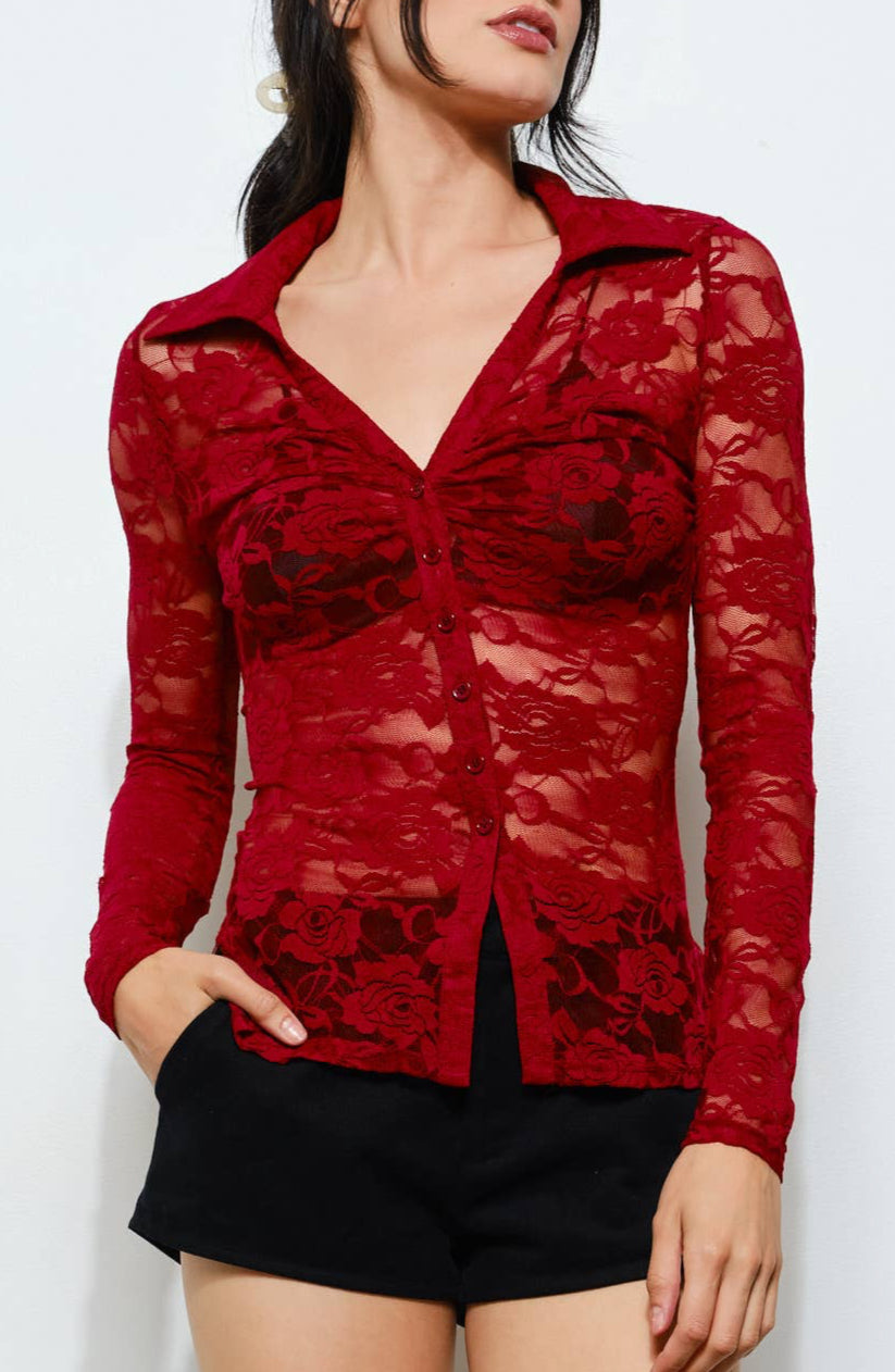 wynn top - burgundy