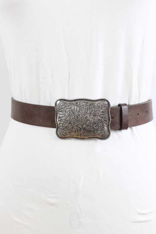cassidy square buckle belt – brown