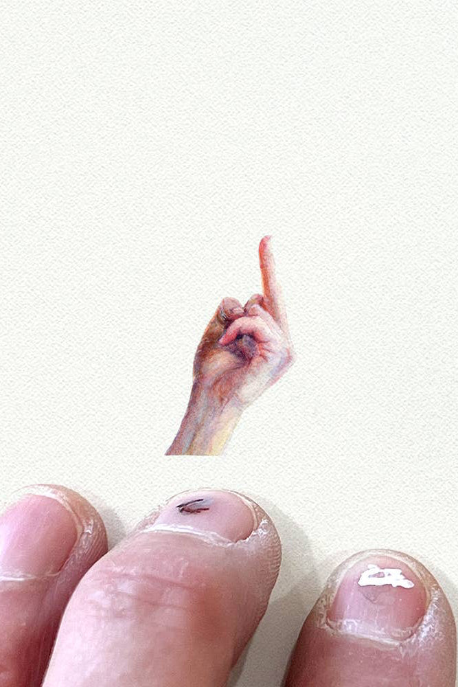 tiny watercolor print - middle finger