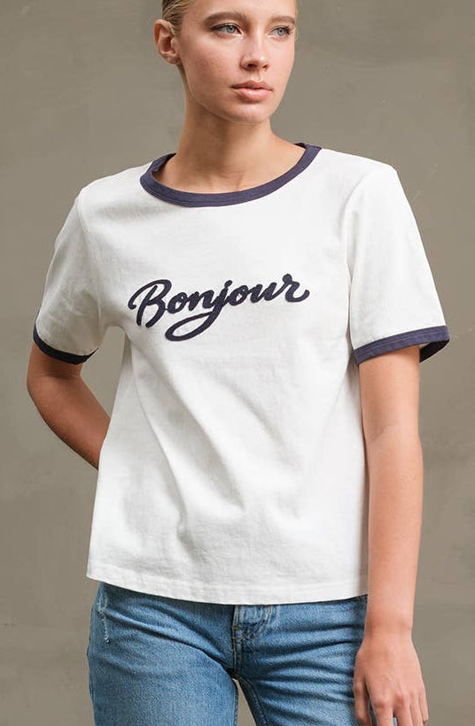 bonjour ringer tee - white/navy