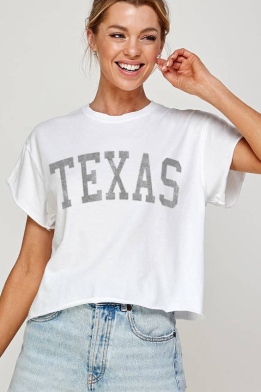 crop texas tee - white