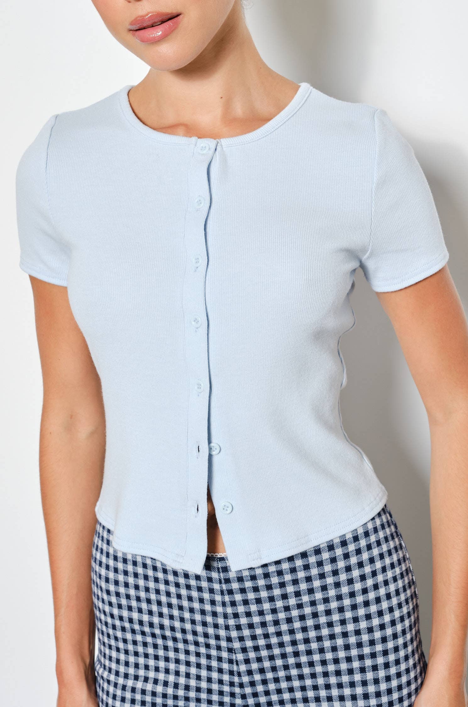 heidi button tee - light blue
