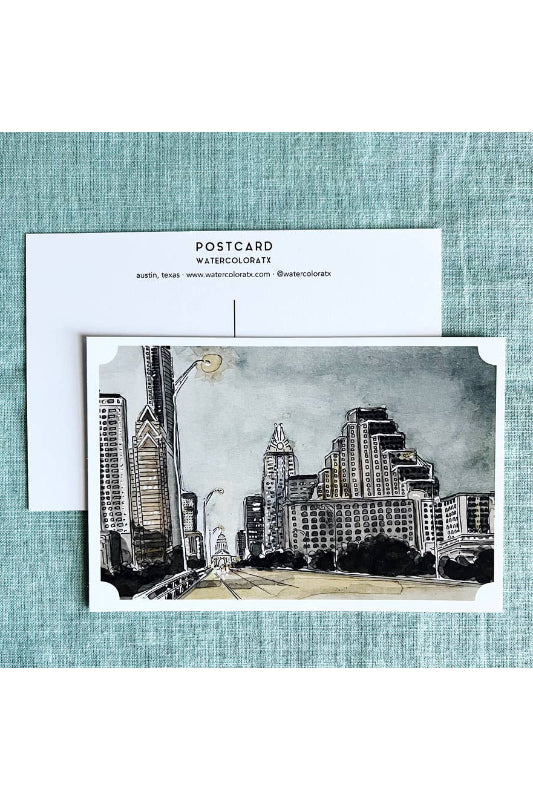 downtown nighttime postcard