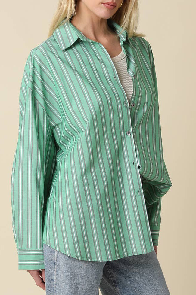micah shirt - green stripe