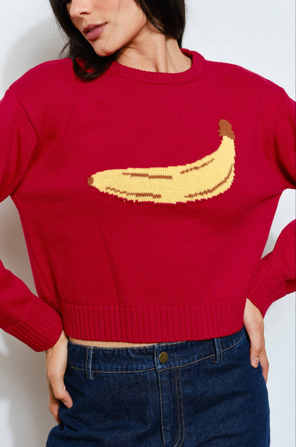 banana sweater - red
