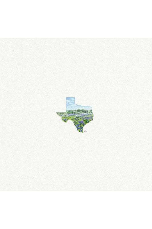tiny watercolor print - texas bluebonnets