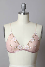 daisy embroidered bralette - pink