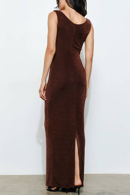 calista maxi dress - dark brown