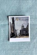 downtown at night polaroid sticker