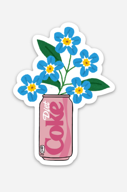 diet coke flower can sticker