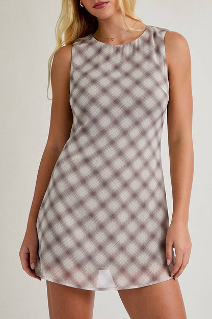 wren dress - light brown plaid