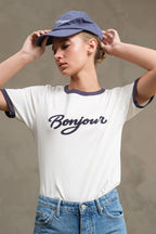 bonjour ringer tee - white/navy