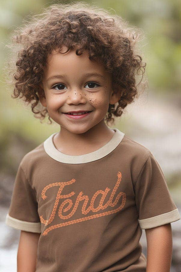 kid's feral vintage ringer - brown