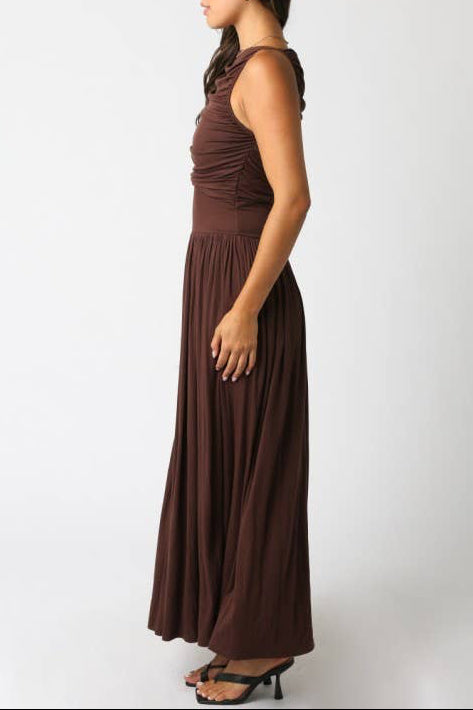 leni maxi dress - dark brown