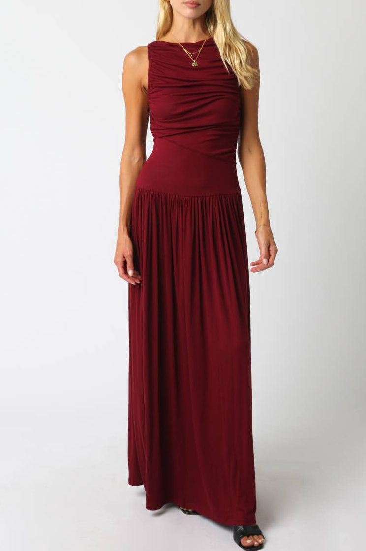 leni maxi dress - burgundy