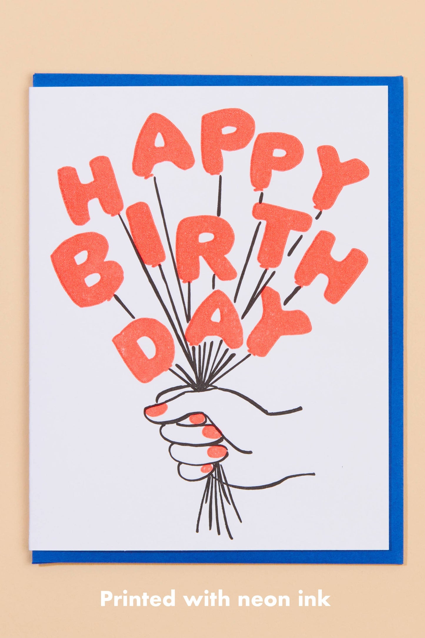 birthday balloons letterpress card