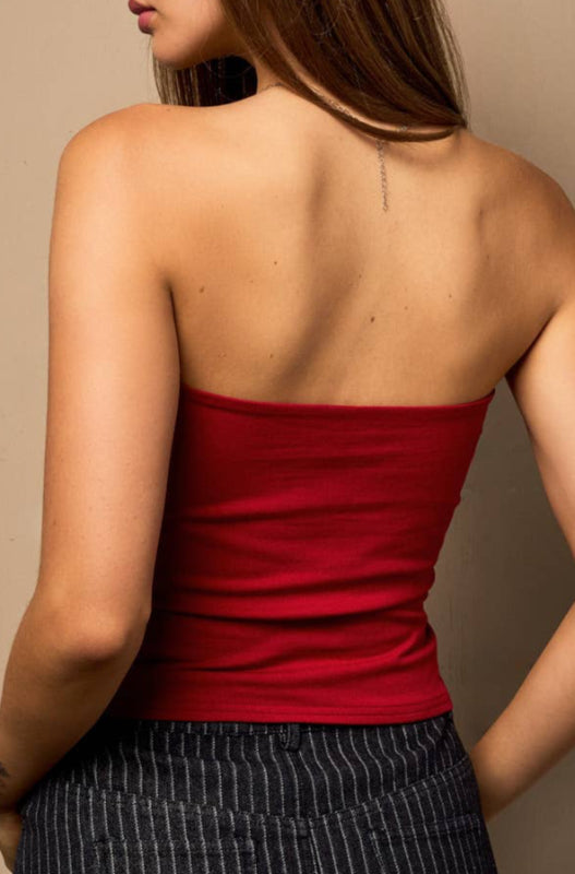 kamryn tube top - dark red (FINAL SALE)