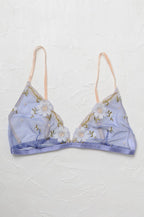 daisy embroidered bralette - periwinkle