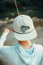 rainbow trout snapback hat - natural