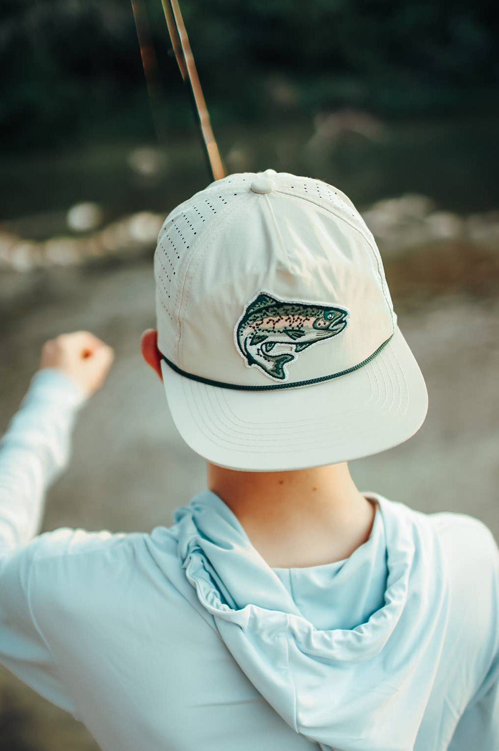 rainbow trout snapback hat - natural