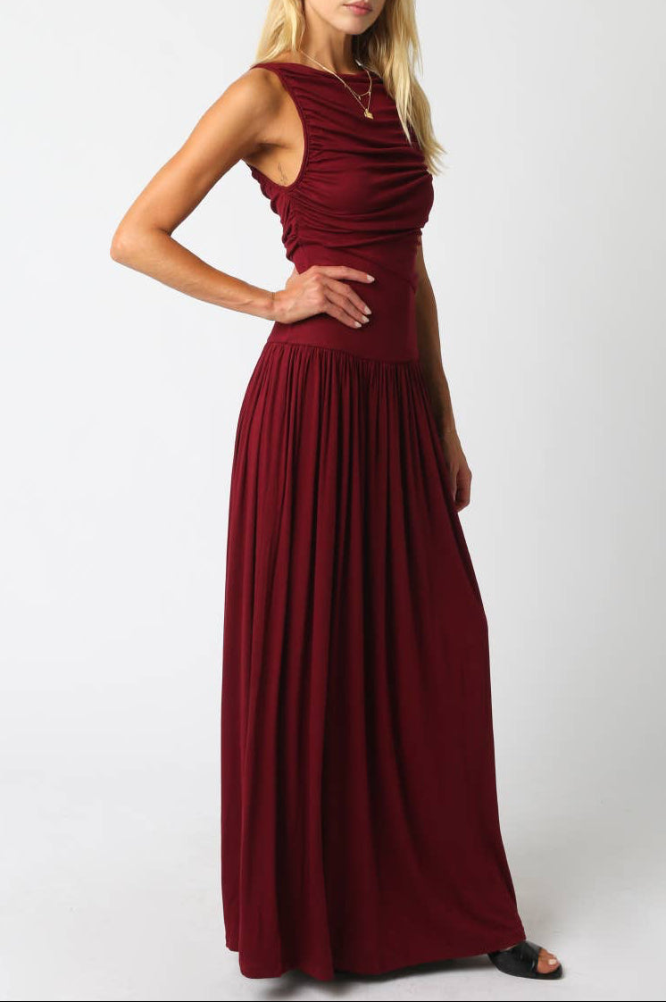 leni maxi dress - burgundy