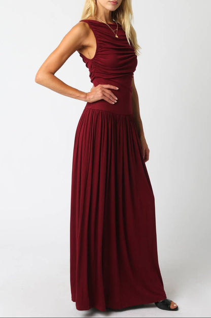 leni maxi dress - burgundy