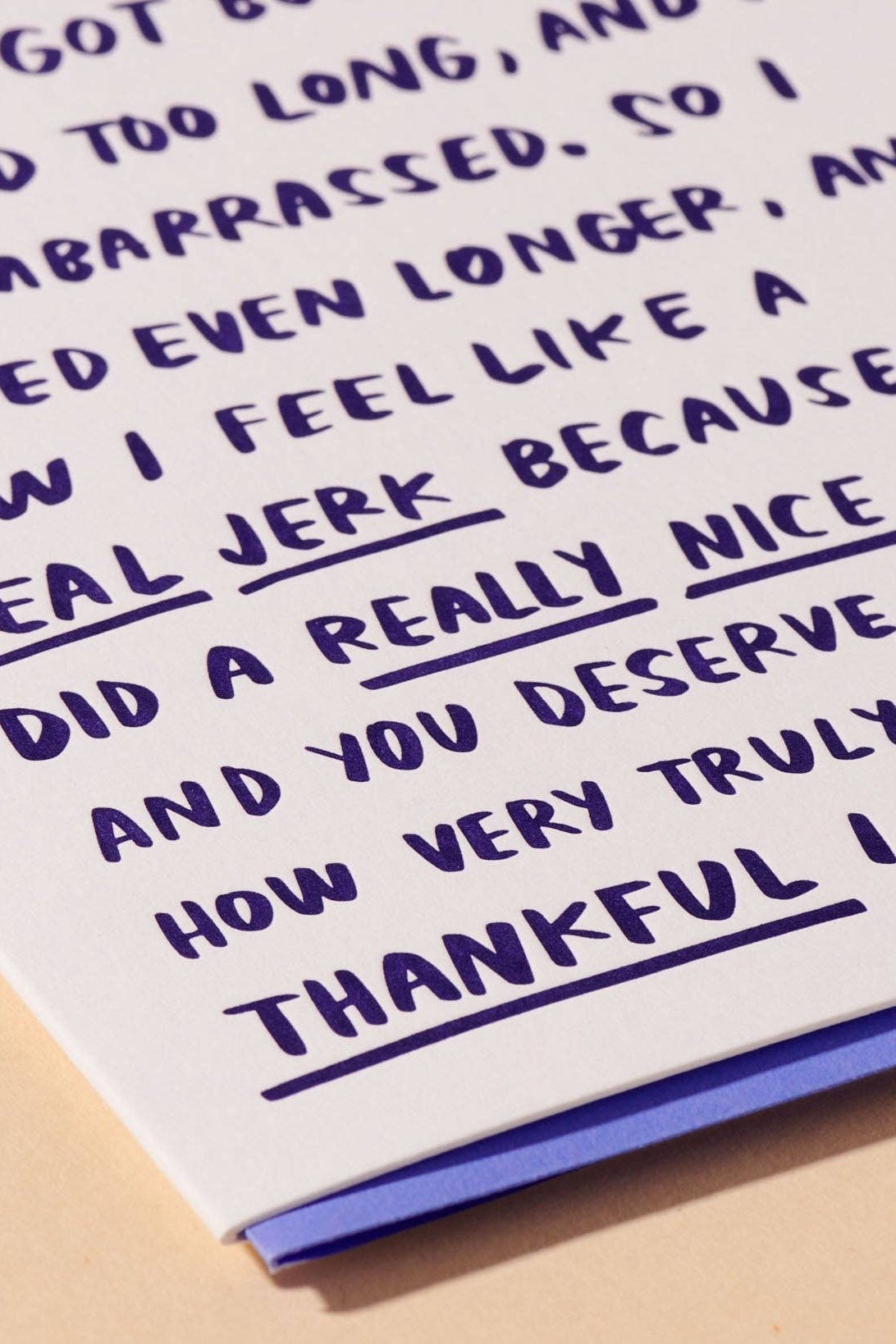 belated rambling thank you letterpress card