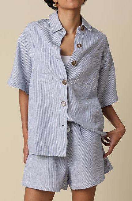 alison linen shorts - denim