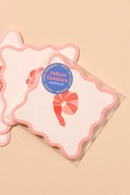 crudité letterpress coasters - shrimp
