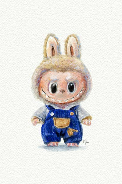 tiny watercolor print - labubu