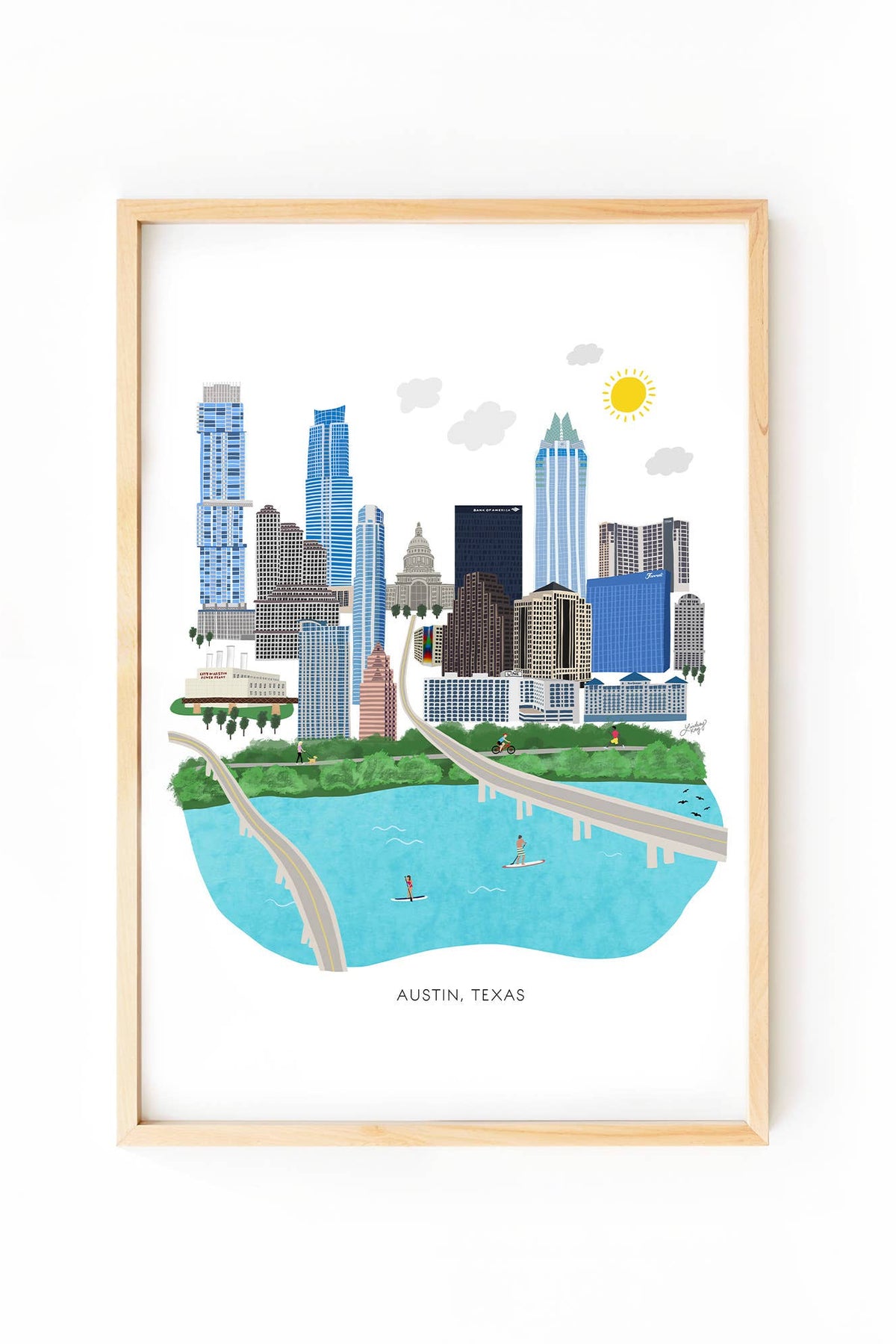 austin skyline illustration - art print: 8x10
