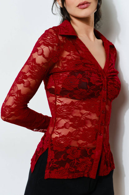 wynn top - burgundy